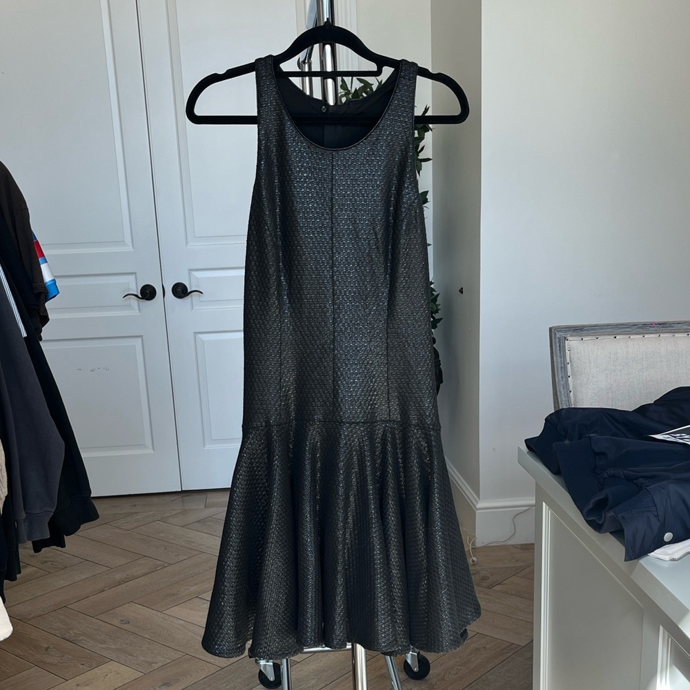 Milly Black Textured Midi Dress